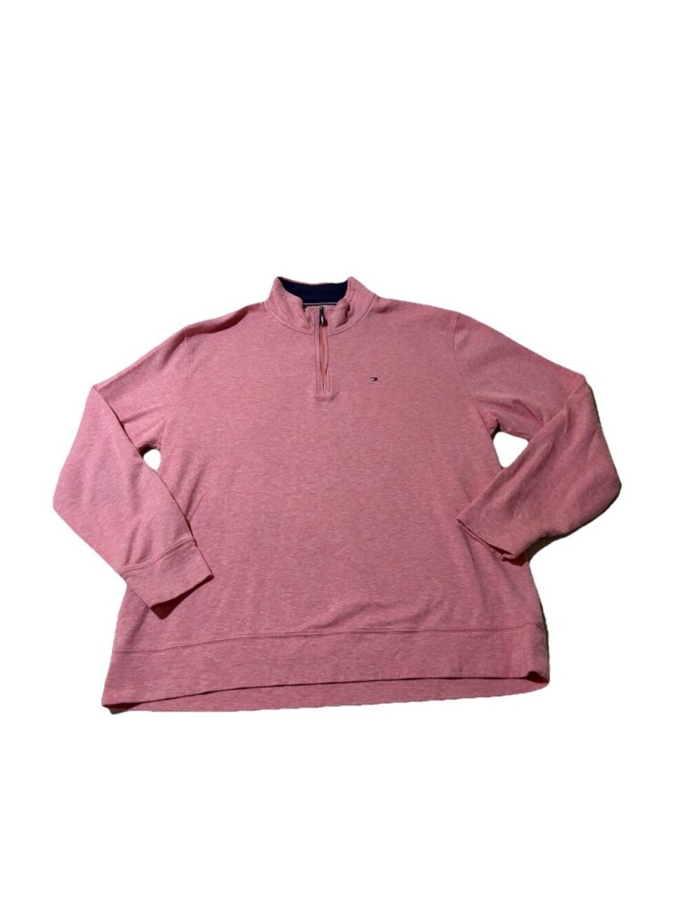 Tommy Hilfiger Sweatshirt Men XXL  1/4 Zip Pink/ Salmon Pullover Knit Mock Neck